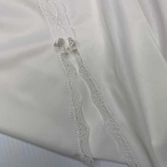 Vanity Fair Slip Small Maxi Length High Slit Vintage Lace Trim Cream - Picture 8 of 12